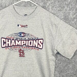 St Louis Cardinals 2006 World Series Champions Lee Sport T-Shirt Mens Large Gray
